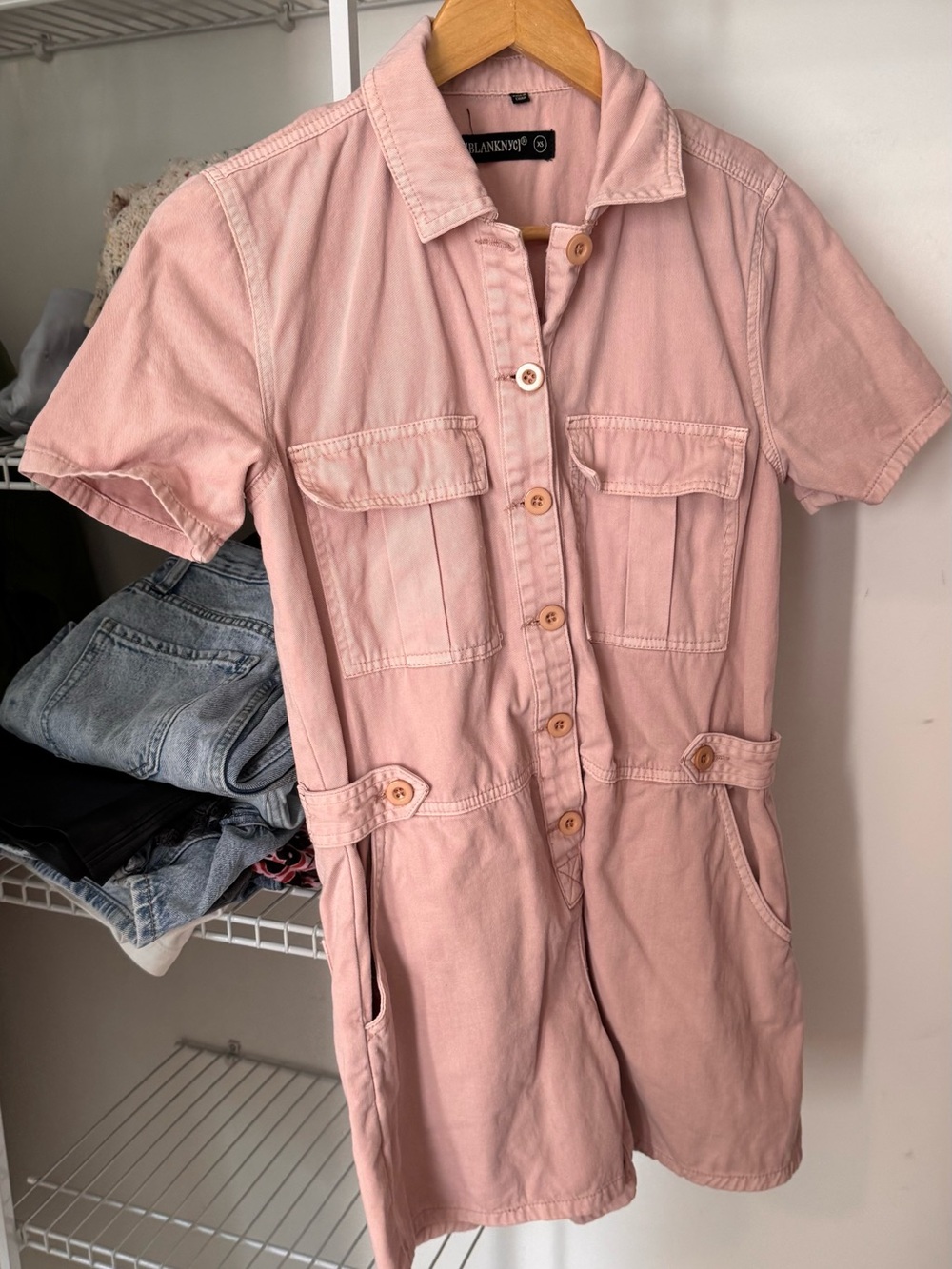 Blank NYC Dusty Pink Short Sleeve Utility Romper